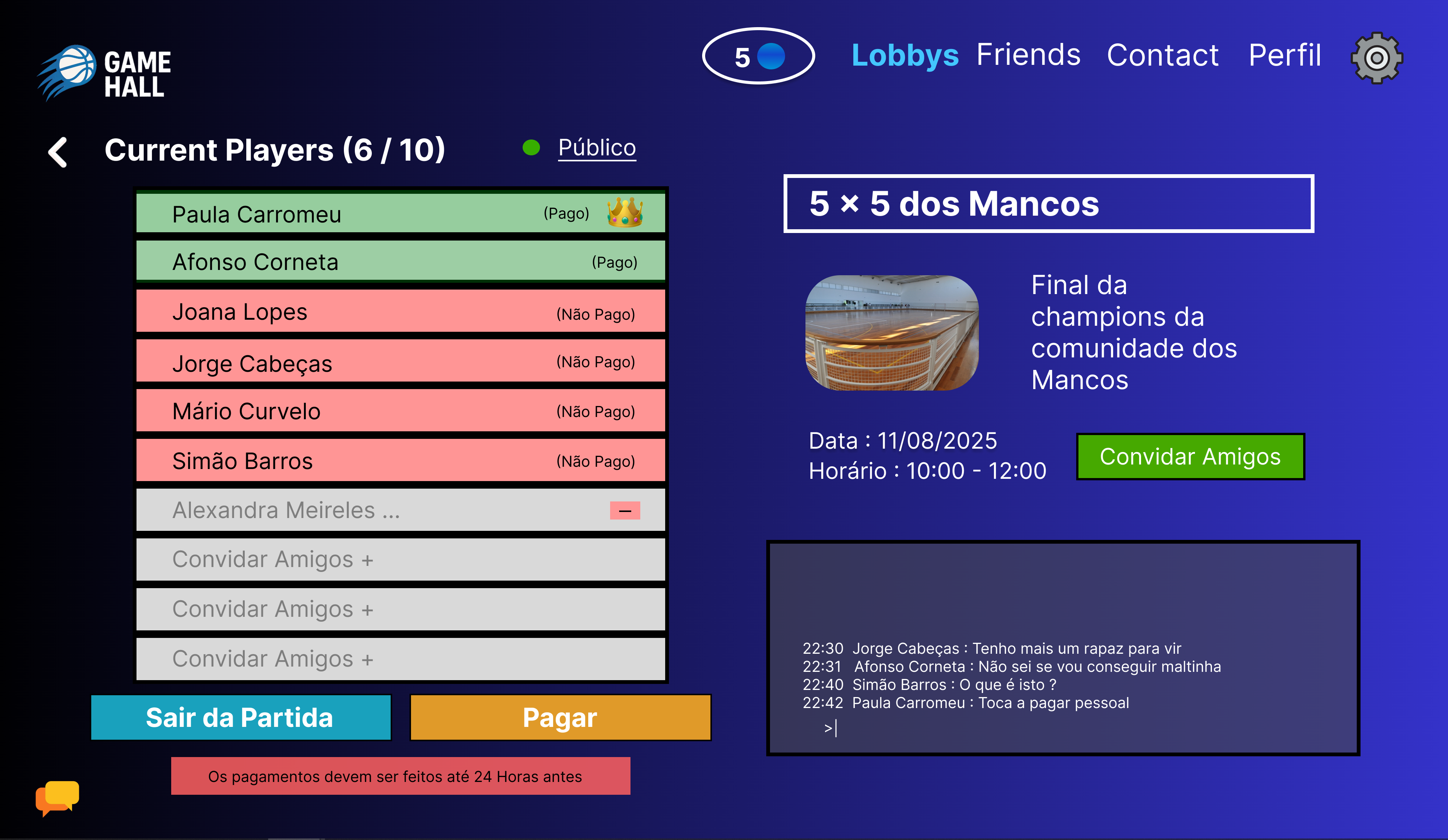 Lobby com chat